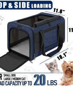 GAPZER Dog Carrier Soft/Cat Crates Large Cat 20 to 25 pounds/Softsided Pet Car Travel Carry Bag 15 Pound Puppy/Top Open Transport Kennel Navy