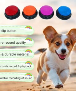 Gelabur Set of 4 Dog Buttons for Communication, Voice Recordable Buttons for Classroom, Dog Training Talking Buttons Starter Set, Pet Easy Speaking Buttons Tools