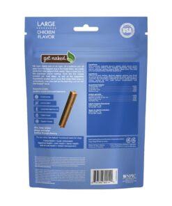 Get Naked Calming Dental Sticks for Dogs – Grain-Free Chicken Flavor, Anxiety Relief with Chamomile, Passion Flower, No CBD, Tartar Control, Gluten-Free – Large Sticks 6.6 oz Bag