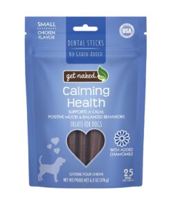 Get Naked Calming Dental Sticks for Dogs – Grain-Free Chicken Flavor, Anxiety Relief with Chamomile, Passion Flower, No CBD, Tartar Control, Gluten-Free – Large Sticks 6.6 oz Bag