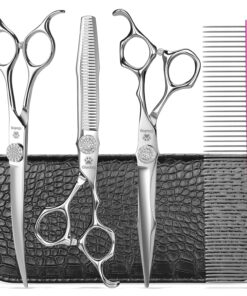 GLADOG Professional 5 in 1 Dog Grooming Scissors Set with Safety Round Tips, Sharp and Heavy-duty Pet Grooming Shears for Cats