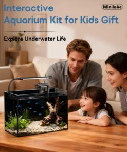 Glass Fish Tank Kit, 5 Gallon Betta Fish Tank Aquarium Starter Kit with Filter, Lights, Lid, for Betta, Goldfish, Small Fish or shrimg