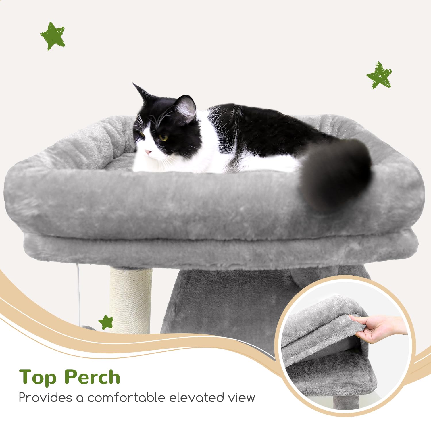 Globlazer Heavy Duty Cat Tree, 70 inch Sturdy Cat Tree for Indoor Cats Extra Large Cat Tower with Scratching Post, Hammock, Cat Condo for Adult Cats Kittens, F70 Pro, Light Grey