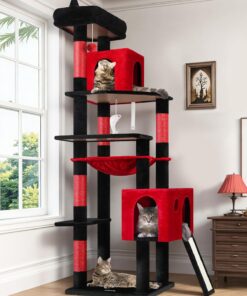 Globlazer Heavy Duty Cat Tree, 70 inch Sturdy Cat Tree for Indoor Cats Extra Large Cat Tower with Scratching Post, Hammock, Cat Condo for Adult Cats Kittens, F70 Pro, Light Grey
