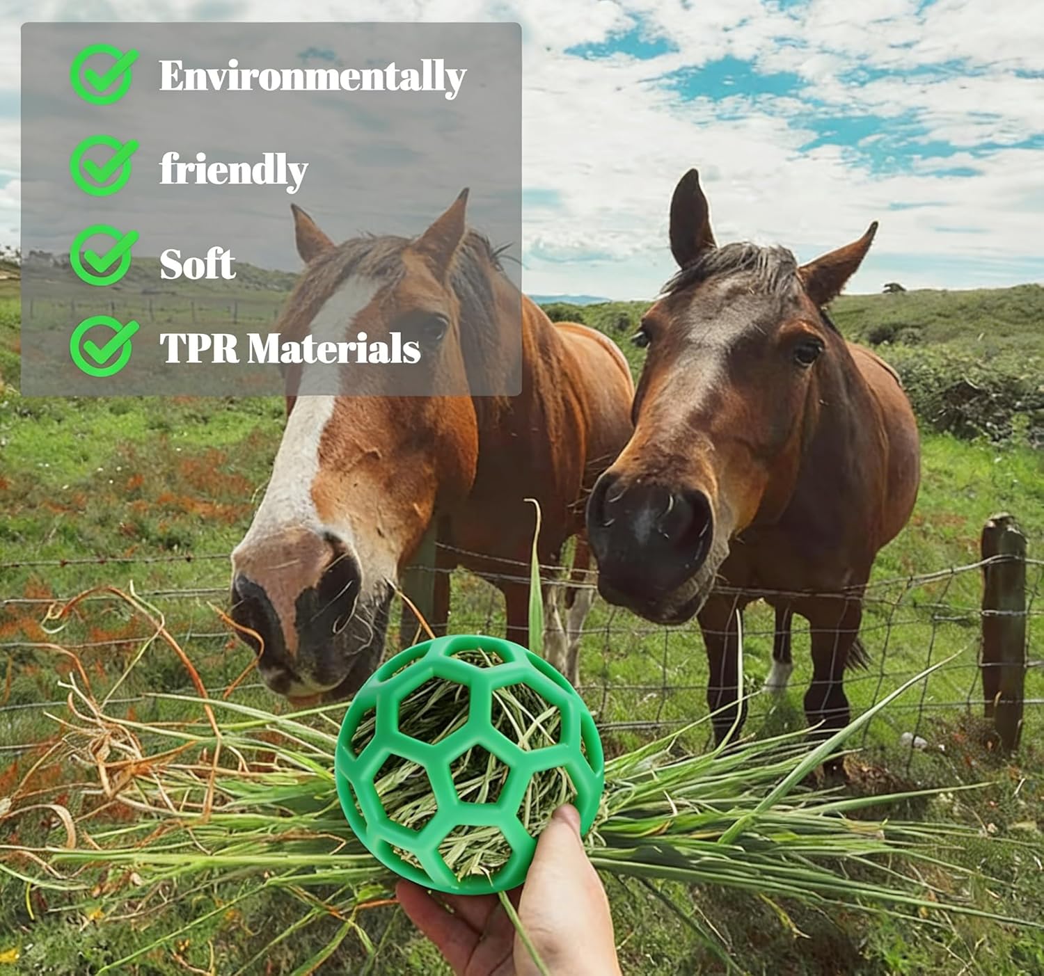 Goat Feeder Hanging Feeding Toy,Horse Treat Hay Feeder Toy, Durable TPR Feeding,for Horse Goat Sheep Relieve Stress,Stretch-Resistant Design(Green)