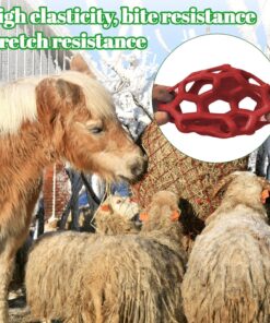 Goat Feeder Hanging Feeding Toy,Horse Treat Hay Feeder Toy, Durable TPR Feeding,for Horse Goat Sheep Relieve Stress,Stretch-Resistant Design（Red）