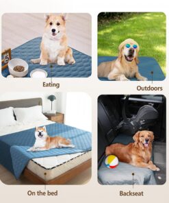 gogobunny 100% Double-Sided Waterproof Dog Bed Cover Pet Blanket Sofa Couch Furniture Protector for Puppy Large Dog Cat, Reversible (30x70 Inch (Pack of 1), Dark Blue/Light Blue)