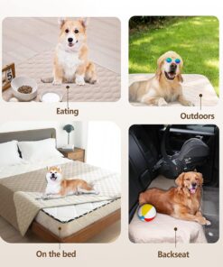 gogobunny 100% Double-Sided Waterproof Dog Bed Cover Pet Blanket Sofa Couch Furniture Protector for Puppy Large Dog Cat, Reversible (30x70 Inch (Pack of 1), Dark Beige/Light Beige)