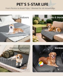 gogobunny 3X Stronger Waterproof Pet Blanket, Scratch Proof Furniture Protector for Dogs Cats, Reversible Cover 30x70 Inch, Dark Grey/Light Grey