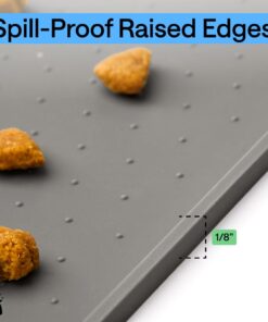 GORILLA GRIP 100% Waterproof Raised Edge BPA Free Silicone Pet Feeding Mat, Dog Cat Food Mats Contain Spills Protects Floors, Placemats for Cats and Dogs Water Bowl, 18.5x11.5,...