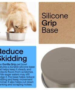GORILLA GRIP Dog Bowls, Food Grade 304 Stainless Steel, Holds 2 Cups Each (16 fl oz) Food and Water Bowl for Feeding Dogs and Cats, Dishwasher Safe, Rust Resistant, BPA Free...