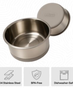 GORILLA GRIP Dog Bowls, Food Grade 304 Stainless Steel, Holds 2 Cups Each (16 fl oz) Food and Water Bowl for Feeding Dogs and Cats, Dishwasher Safe, Rust Resistant, BPA Free...