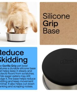 GORILLA GRIP Dog Bowls, Food Grade 304 Stainless Steel, Holds 2 Cups Each (16 fl oz) Food and Water Bowl for Feeding Dogs and Cats, Dishwasher Safe, Rust Resistant, BPA Free...