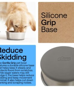 GORILLA GRIP Dog Bowls, Food Grade 304 Stainless Steel, Holds 2 Cups Each (16 fl oz) Food and Water Bowl for Feeding Dogs and Cats, Dishwasher Safe, Rust Resistant, BPA Free...