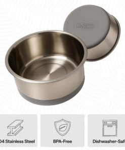 GORILLA GRIP Dog Bowls, Food Grade 304 Stainless Steel, Holds 2 Cups Each (16 fl oz) Food and Water Bowl for Feeding Dogs and Cats, Dishwasher Safe, Rust Resistant, BPA Free...