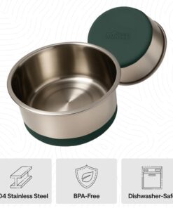 GORILLA GRIP Dog Bowls, Food Grade 304 Stainless Steel, Holds 2 Cups Each (16 fl oz) Food and Water Bowl for Feeding Dogs and Cats, Dishwasher Safe, Rust Resistant, BPA Free...