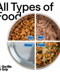 GORILLA GRIP Dog Bowls, Food Grade 304 Stainless Steel, Holds 2 Cups Each (16 fl oz) Food and Water Bowl for Feeding Dogs and Cats, Dishwasher Safe, Rust Resistant, BPA Free...