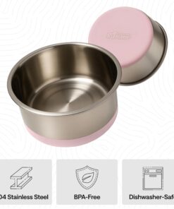 GORILLA GRIP Dog Bowls, Food Grade 304 Stainless Steel, Holds 2 Cups Each (16 fl oz) Food and Water Bowl for Feeding Dogs and Cats, Dishwasher Safe, Rust Resistant, BPA Free...