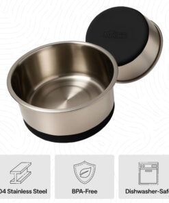GORILLA GRIP Dog Bowls, Food Grade 304 Stainless Steel, Holds 2 Cups Each (16 fl oz) Food and Water Bowl for Feeding Dogs and Cats, Dishwasher Safe, Rust Resistant, BPA Free...
