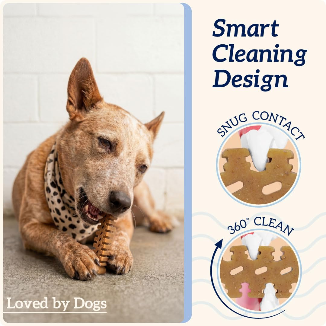 Groovies Gentle & Flexible Senior Dog Dental Chews, Contact-Cleaning Design Supporting Tartar Control & Fresh Breath, Oral Care Treats, USA Manufactured, Patented DentalFit...