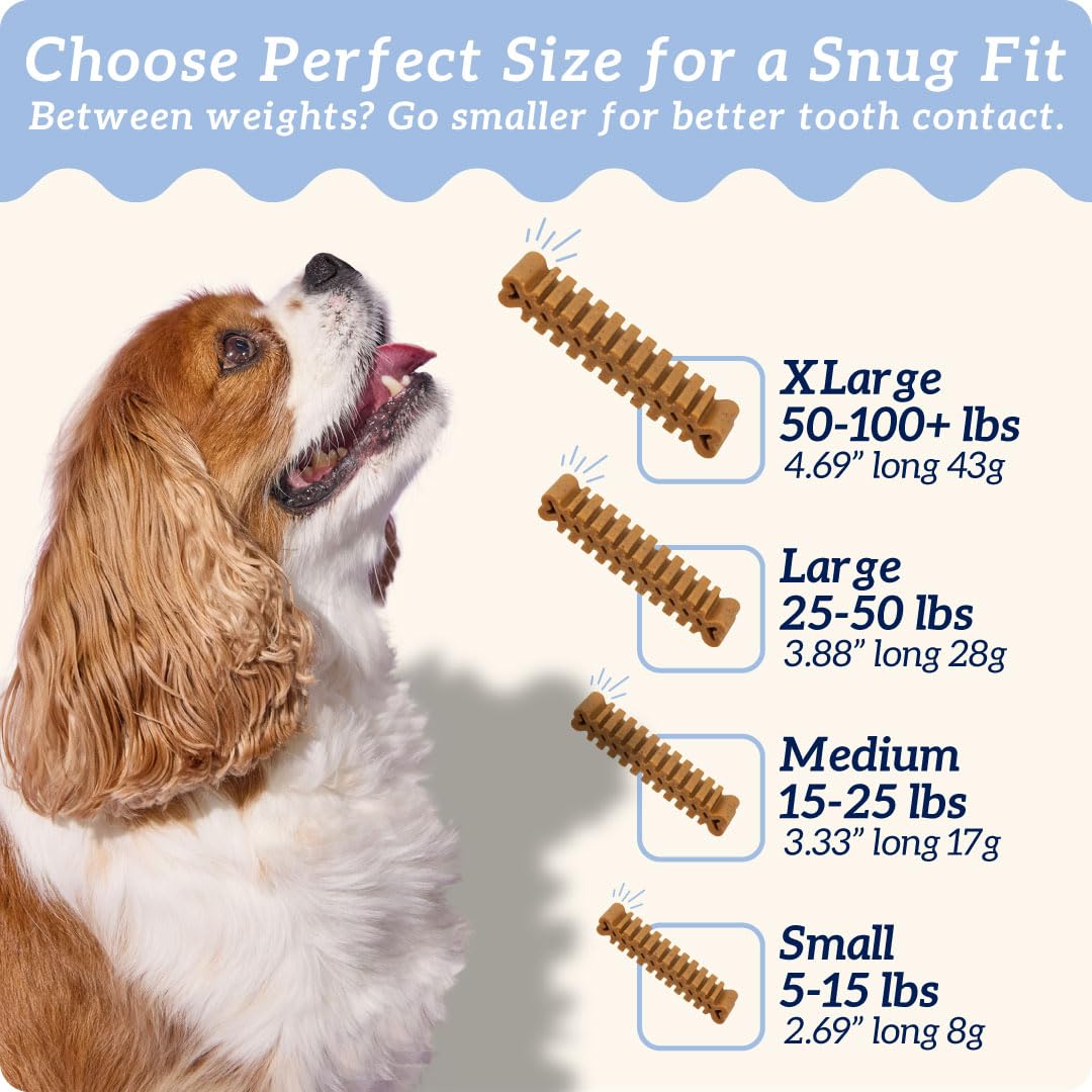 Groovies Gentle & Flexible Senior Dog Dental Chews, Contact-Cleaning Design Supporting Tartar Control & Fresh Breath, Oral Care Treats, USA Manufactured, Patented DentalFit...