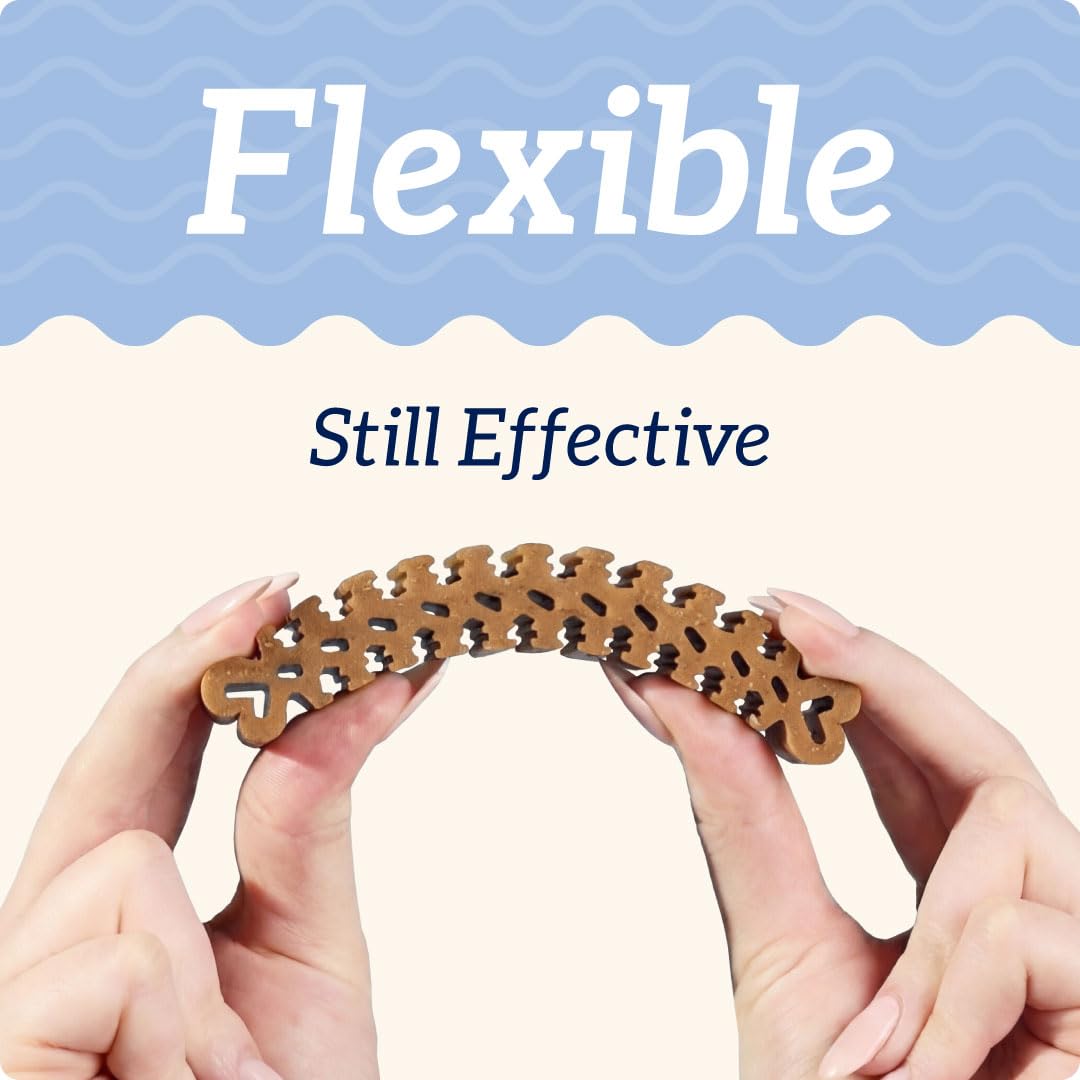 Groovies Gentle & Flexible Senior Dog Dental Chews, Contact-Cleaning Design Supporting Tartar Control & Fresh Breath, Oral Care Treats, USA Manufactured, Patented DentalFit...