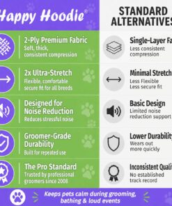 Happy Hoodie The Original Dog & Cat Calming Band - American Brand - Anxiety Relief/Noise Protection-Grooming-Thunder-Fireworks (Large, Blue) - Since 2008
