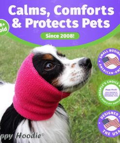Happy Hoodie The Original Dog & Cat Calming Band - American Brand - Anxiety Relief/Noise Protection-Grooming-Thunder-Fireworks (Large, Purple) - Since 2008