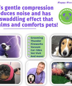Happy Hoodie The Original Dog & Cat Calming Band - American Brand - Anxiety Relief/Noise Protection-Grooming-Thunder-Fireworks (Large, Purple) - Since 2008