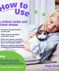 Happy Hoodie The Original Dog & Cat Calming Band - American Brand - Anxiety Relief/Noise Protection - Grooming - Thunder - Fireworks (Large, Black) - Since 2008