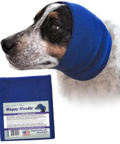 Happy Hoodie The Original Dog & Cat Calming Band - American Brand - Anxiety Relief/Noise Protection - Grooming - Thunder - Fireworks (Large, Black) - Since 2008
