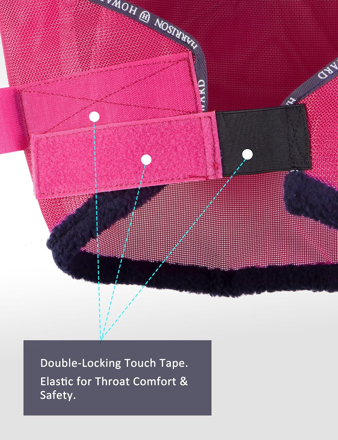 Harrison Howard All Round Mesh Horse Fly Mask UV Protective with Fleece Padded Edging Magenta L