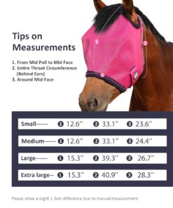 Harrison Howard All Round Mesh Horse Fly Mask UV Protective with Fleece Padded Edging Magenta L