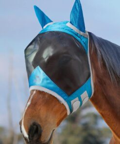 Harrison Howard CareMaster Pro Luminous Horse Fly Mask Standard with Ears UV Protection for Horse Summer Mint Full Size