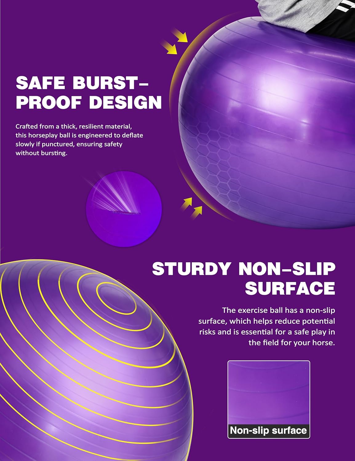 Harrison Howard Howdy Bally Mega Horse Play Ball Anti-Burst Giant Horse Ball Horse Soccer Ball Herding Ball Giant Play Ball for Horses 25 Inch-Royal Purple