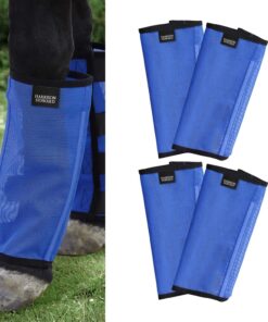 Harrison Howard Loose Fitting Fly Boots UV-Protective Extra Tough Mesh Ventilated Four Fasteners Stay-on Design Protect Horse Legs & Stomp-Reducing Set of 4 Magenta Medium
