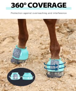 Harrison Howard Rubber Pull-on Bell Boots with Fleece Lining and Touch-Close Tapes Hoof Overreach Protection for Horses