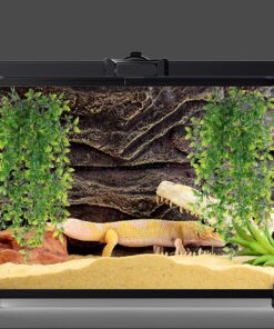 HERCOCCI Reptile Plants, 2 Pack Terrarium Hanging Plants Vines Artificial Leaves Habitat Decorations with Suction Cup for Bearded Dragon Hermit Crab Lizard Snake Geckos Chameleon