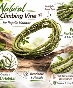 HERCOCCI Reptile Vines, Flexible Jungle Climbing Vines Terrarium Plastic Plants and Leaves Tank Accessories Decor for Gecko Snake Lizard Bearded Dragon Hermit Crab Frog