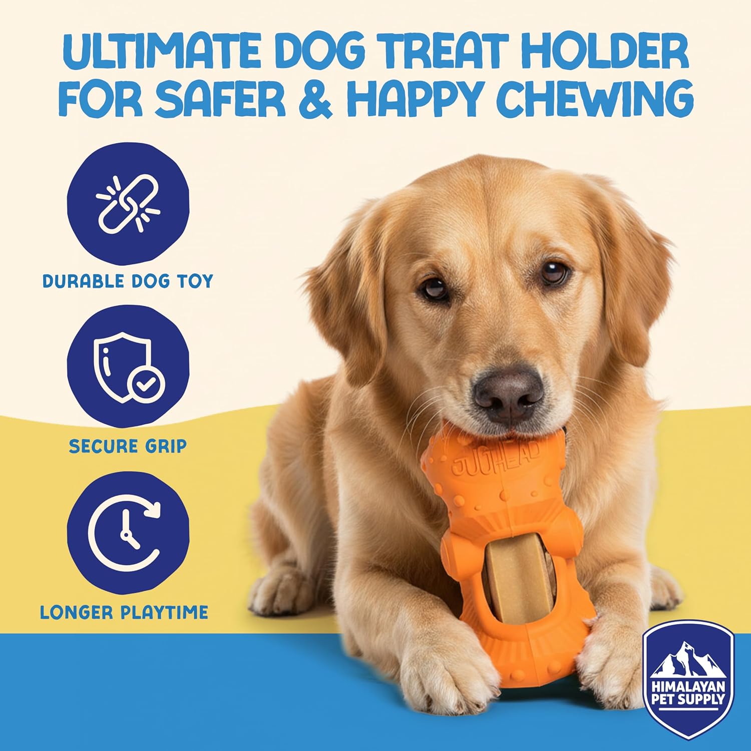 Himalayan Jughead Super Dog Chew Holder - Holds Chews & Treats for Dogs, Slows Down Fast Chewers for Long Lasting Chews - Pair with Jughead Super Insert, and Veggie Treats Like...