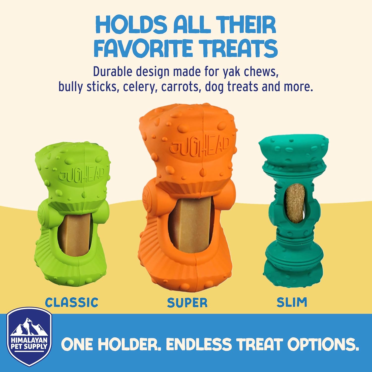 Himalayan Jughead Super Dog Chew Holder - Holds Chews & Treats for Dogs, Slows Down Fast Chewers for Long Lasting Chews - Pair with Jughead Super Insert, and Veggie Treats Like...