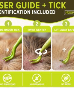 Homesake Tick Remover Tool for Dogs, Cats & Humans, 3 Pack Tick Removal Kit + Identification Card & Keychain Hole, Safely Removes Entire Tick Head & Body, Easy Portable Tool for...