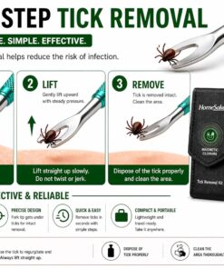 Homesake Tick Remover Tool for Dogs, Cats & Humans | Deer Tick Remover Kit | Stainless Steel Tick Removal Tool with Fine Tip Tweezers | Removes Entire Tick Head & Body | Pouch &...