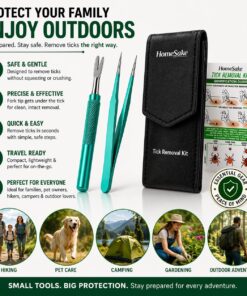 Homesake Tick Remover Tool for Dogs, Cats & Humans | Deer Tick Remover Kit | Stainless Steel Tick Removal Tool with Fine Tip Tweezers | Removes Entire Tick Head & Body | Pouch &...