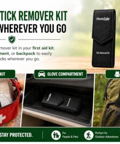 Homesake Tick Remover Tool for Dogs, Cats & Humans | Deer Tick Remover Kit | Stainless Steel Tick Removal Tool with Fine Tip Tweezers | Removes Entire Tick Head & Body | Pouch &...