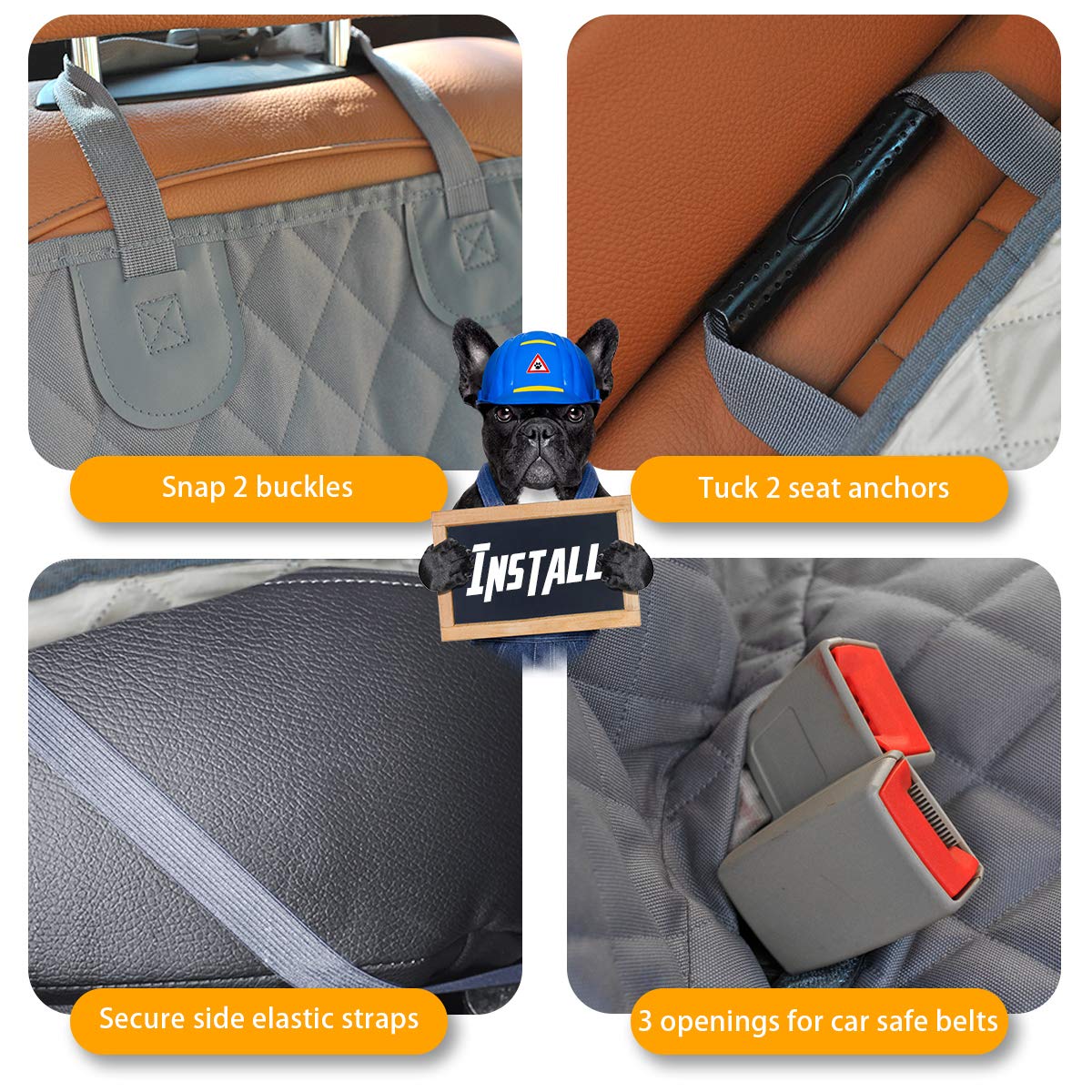 Honest Dog Car Seat Covers, Dog seat Cover with Side Flap for Cars, Trucks, and Suv's - Waterproof & Nonslip Pet Seat Cover for Backseat