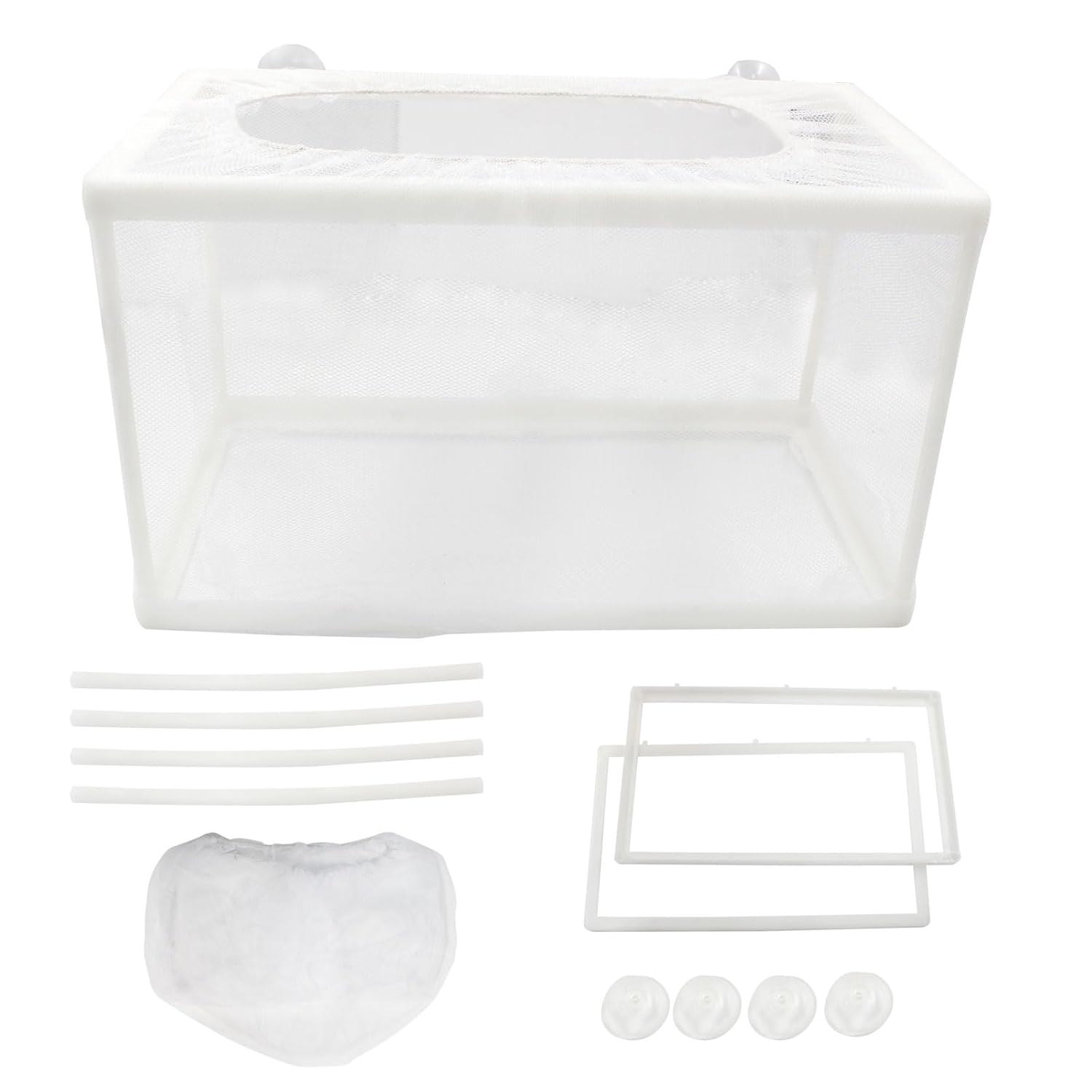 Hordion 2 Pack Mesh Aquarium Breeder Box, Fish Tank Breeder Net Fry Hatchery Incubator Mesh with Suction Cups for Newborn Small Fish, Large Size
