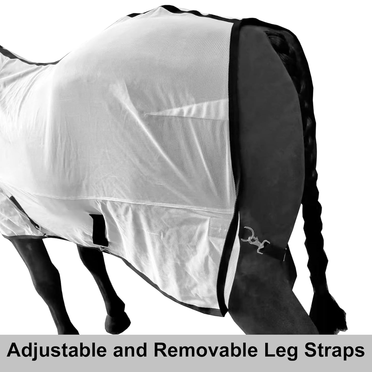 Horse Fly Sheet Lining, Breathable Mesh Horse Sheets, Equine Summer Sheets UV Protection, Bug Mosquito FlySheet for Stable, Pasture, Barn - Standard Neck - White 81"