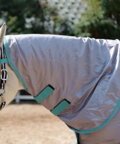 Horse Fly Sheet with Detachable Neck Cover & Belly Wrap, Adjustable Fly Sheet for Horses, Ventilated Airflow Mesh Equine Cooling Summer Flysheet Grey 72