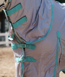 Horse Fly Sheet with Detachable Neck Cover & Belly Wrap, Adjustable Fly Sheet for Horses, Ventilated Airflow Mesh Equine Cooling Summer Flysheet Grey 72